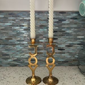 Solid Brass Candle Holder "JOY" International Silver Co.
